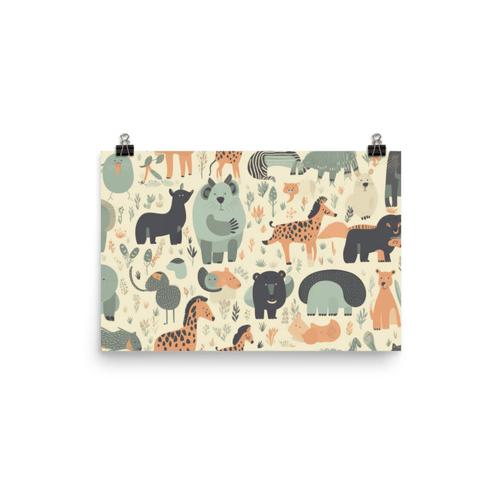 Zoo Animals Pattern photo paper poster - Posterfy.AI