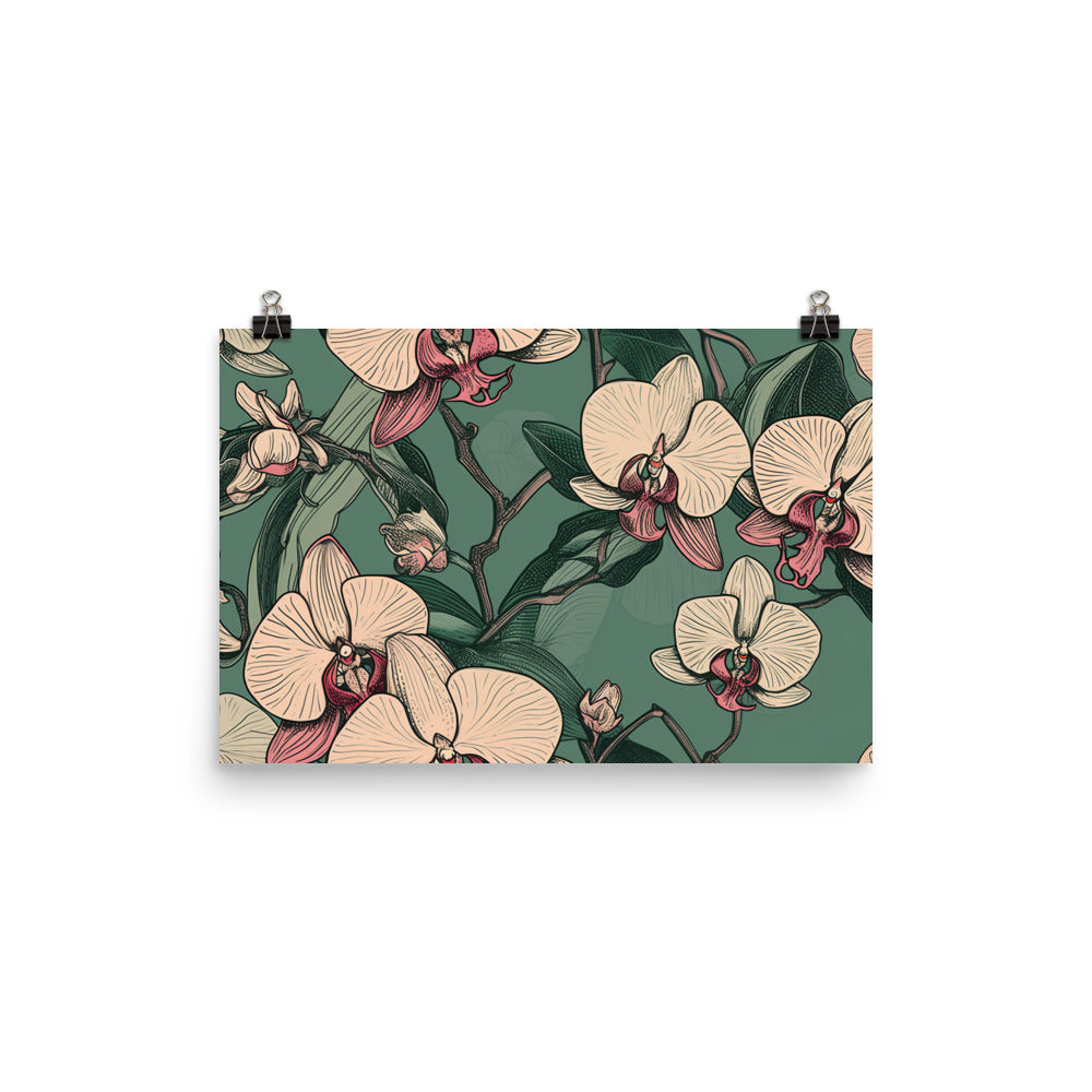 Orchids Pattern photo paper poster - Posterfy.AI