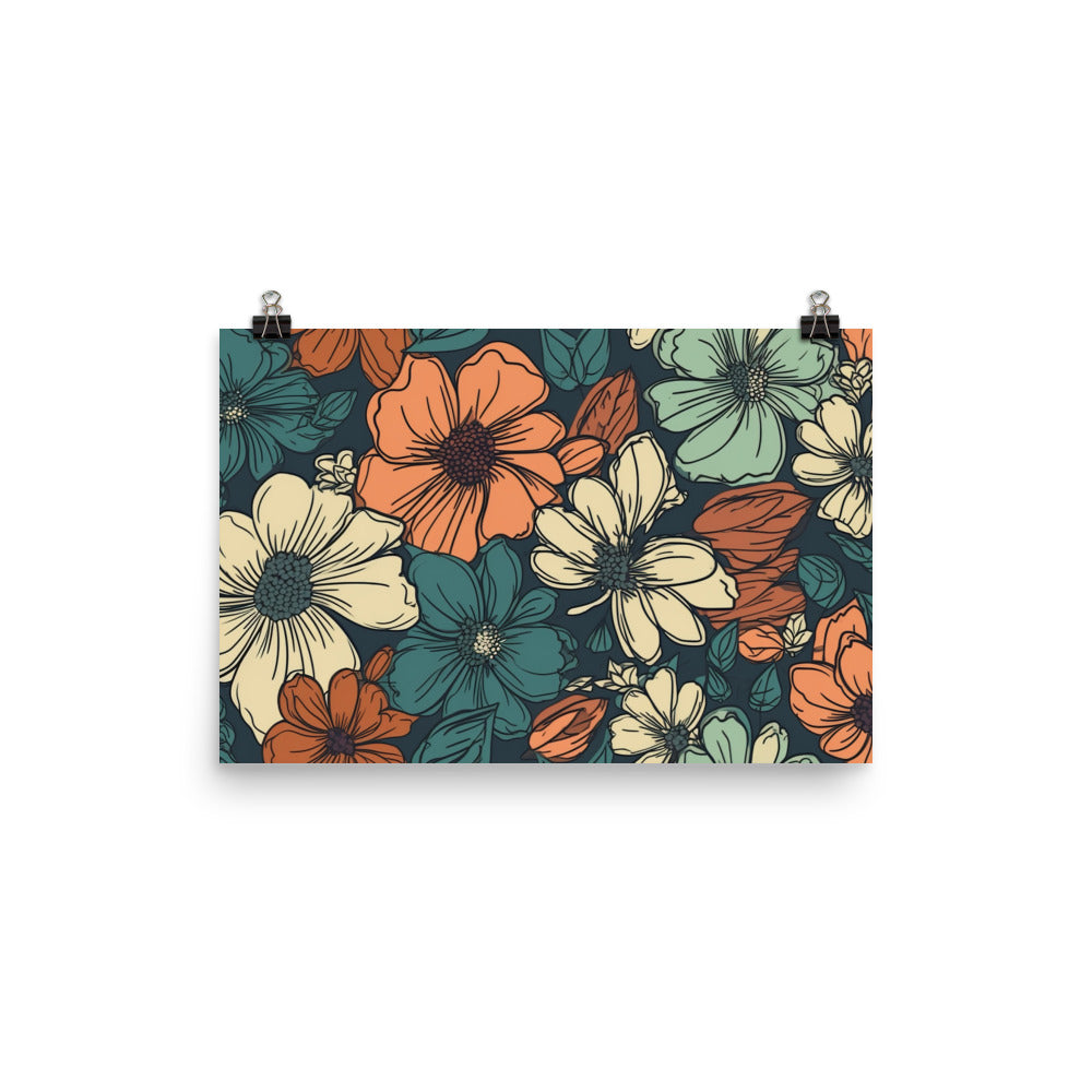 Flowers Pattern photo paper poster - Posterfy.AI