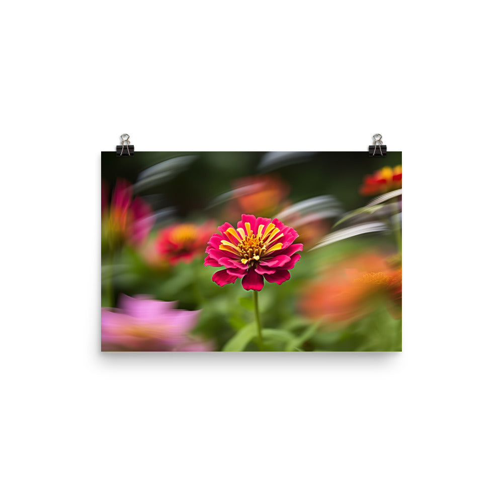 Zinnias in Motion photo paper poster - Posterfy.AI