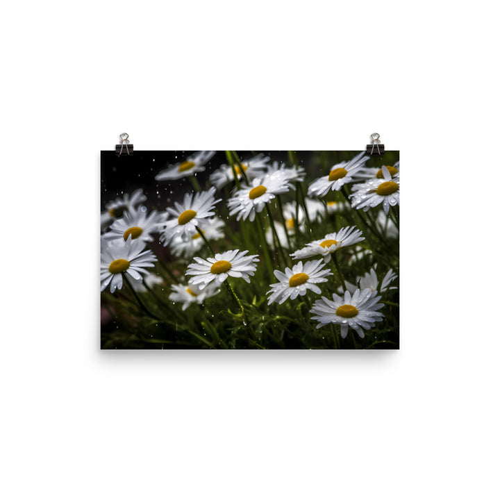 Daisies in the Rain photo paper poster - Posterfy.AI