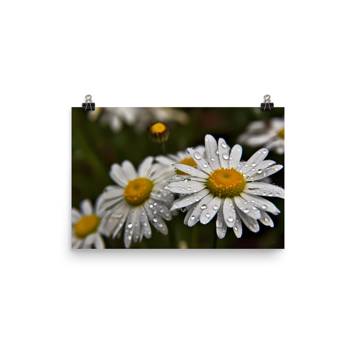 Daisies in the Rain photo paper poster - Posterfy.AI