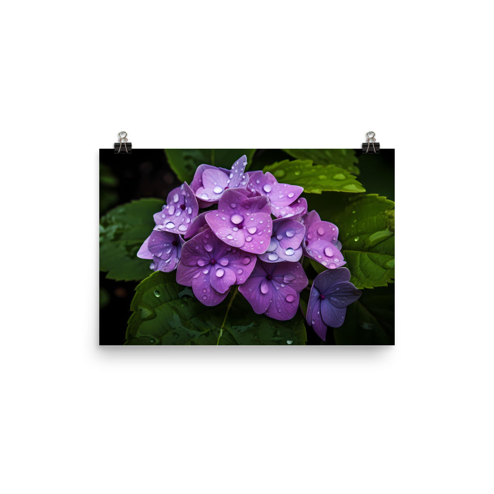 Hydrangea in the Rain photo paper poster - Posterfy.AI