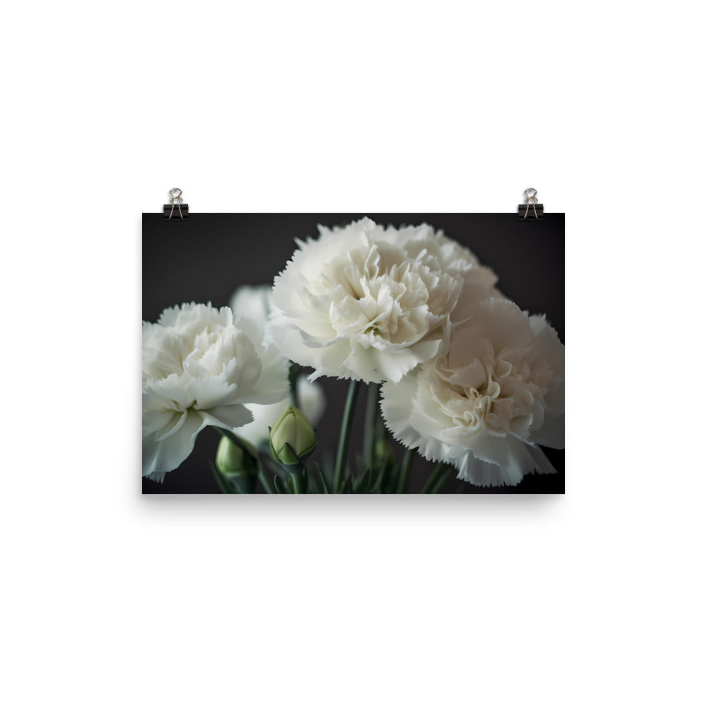 Elegant White Carnations photo paper poster - Posterfy.AI