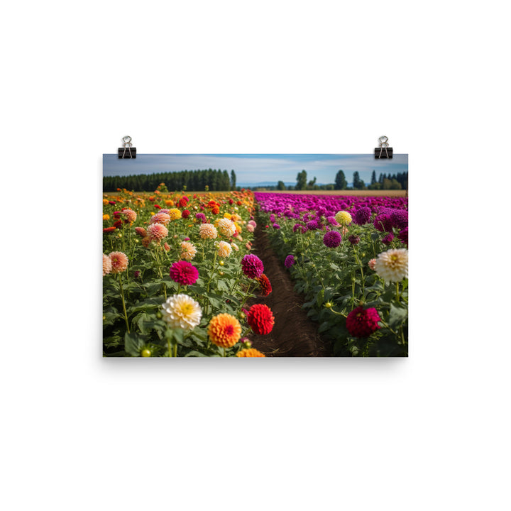 Dahlia Field in Bloom photo paper poster - Posterfy.AI