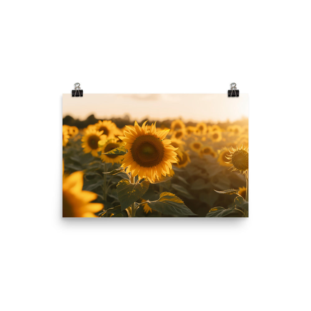 Golden Sunflower Fields photo paper poster - Posterfy.AI