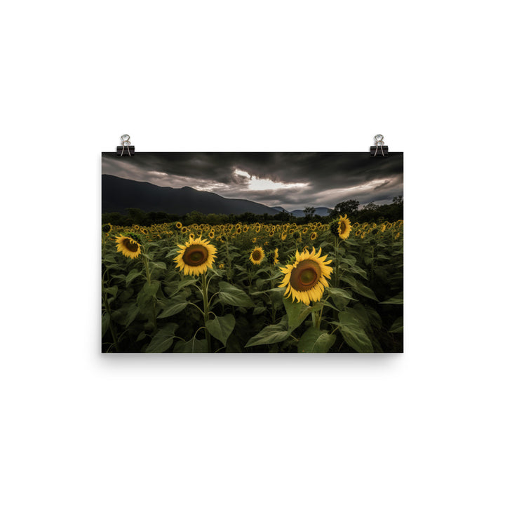 Dramatic Sunflower Landscape photo paper poster - Posterfy.AI