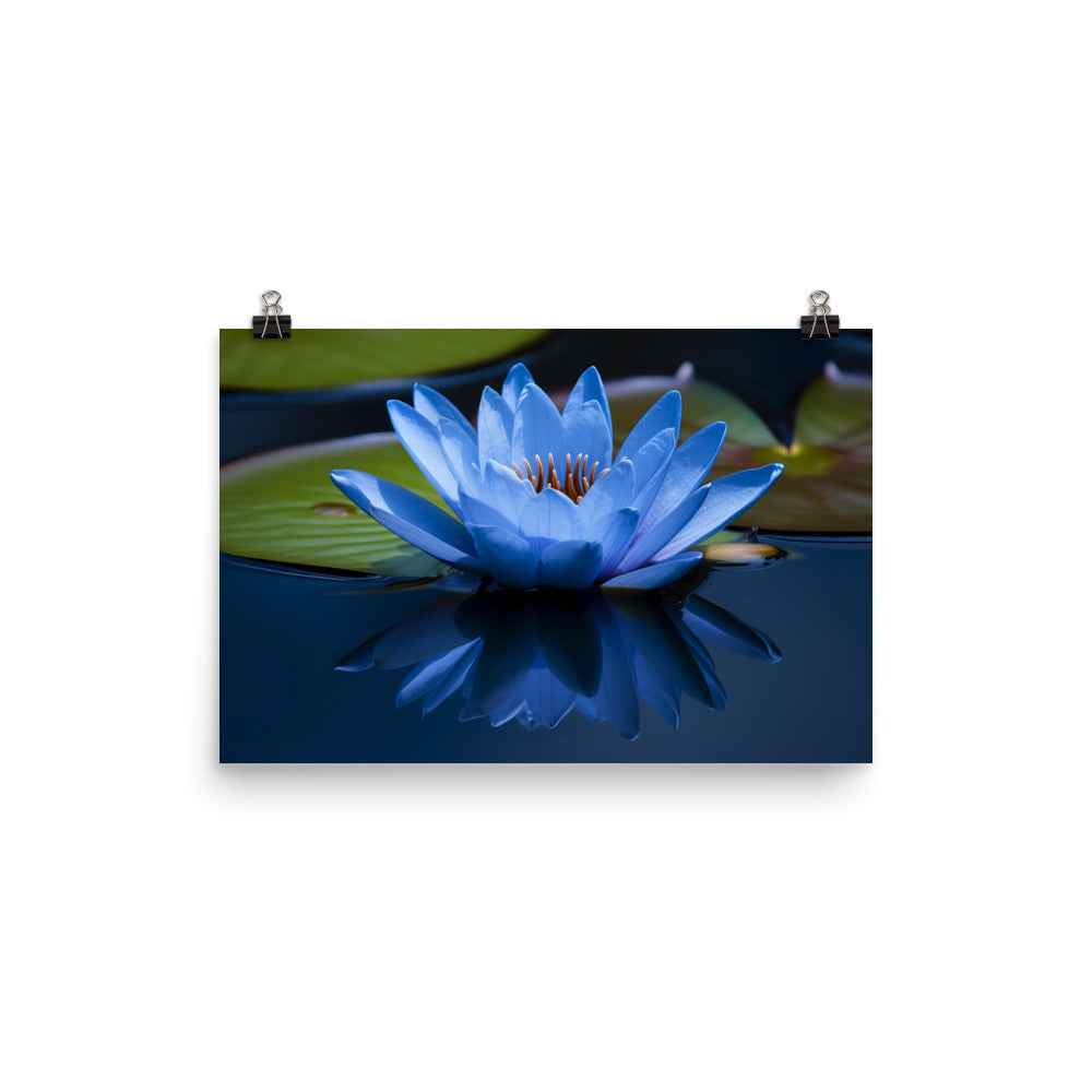 Blue Lily in the Pond photo paper poster - Posterfy.AI