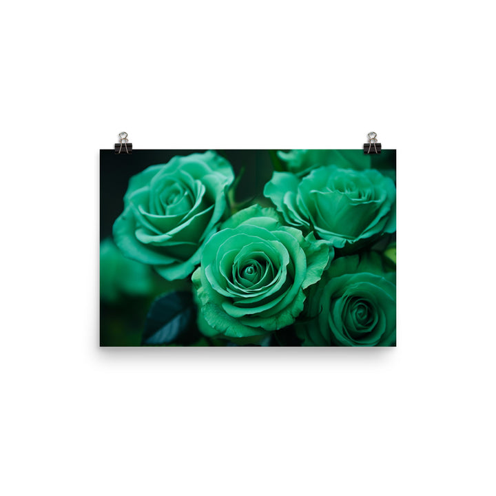 Refreshing Green Roses photo paper poster - Posterfy.AI