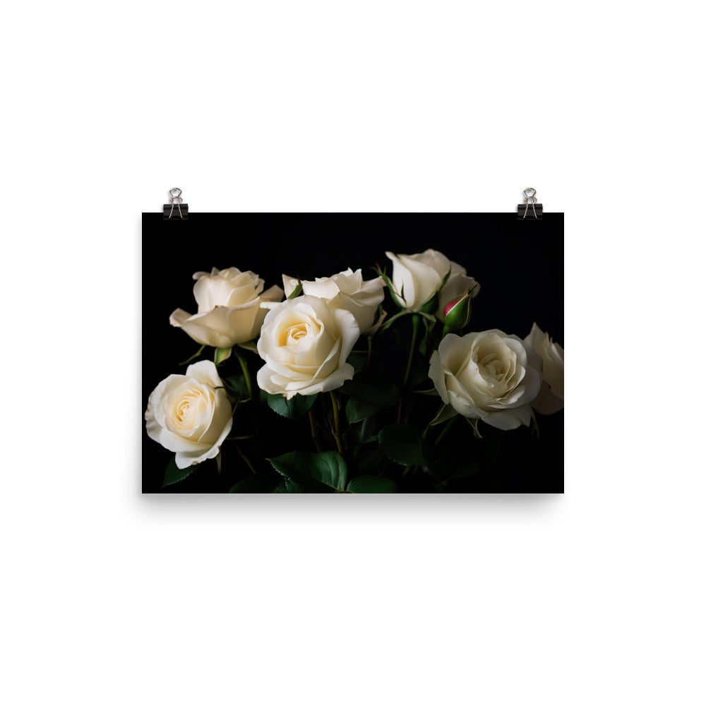 Classic White Roses photo paper poster - Posterfy.AI