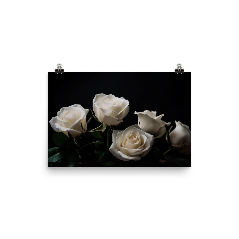 Classic White Roses photo paper poster - Posterfy.AI