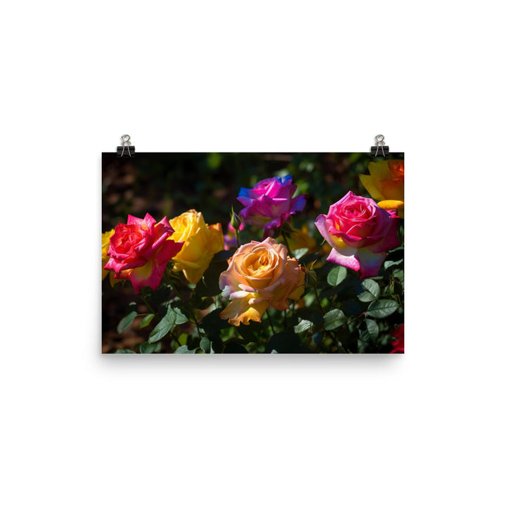 Bright Multi Colored Roses photo paper poster - Posterfy.AI