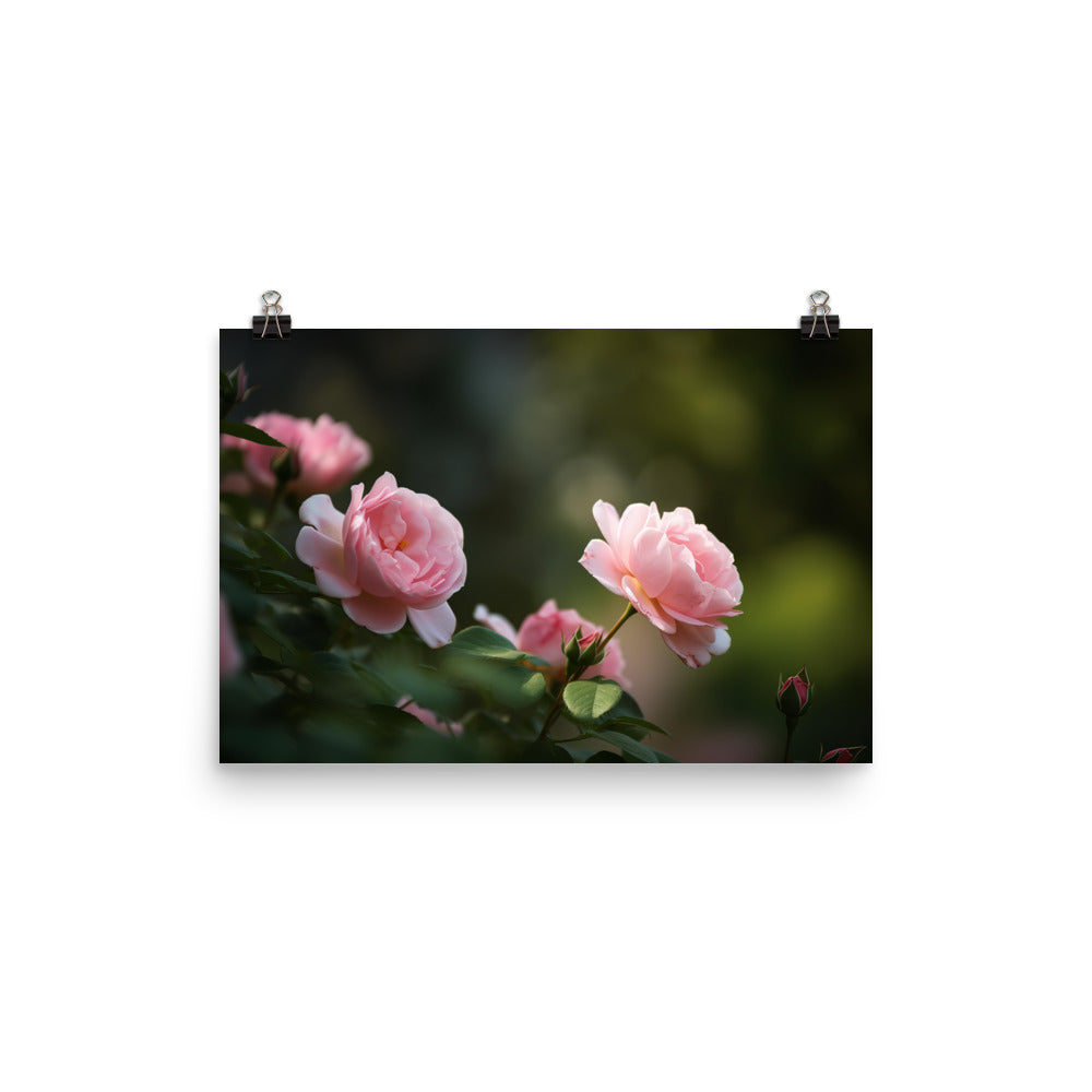 Blushing Pink Roses photo paper poster - Posterfy.AI