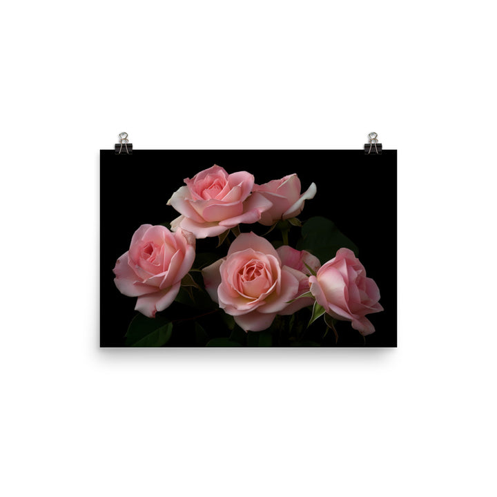 Blushing Pink Roses photo paper poster - Posterfy.AI