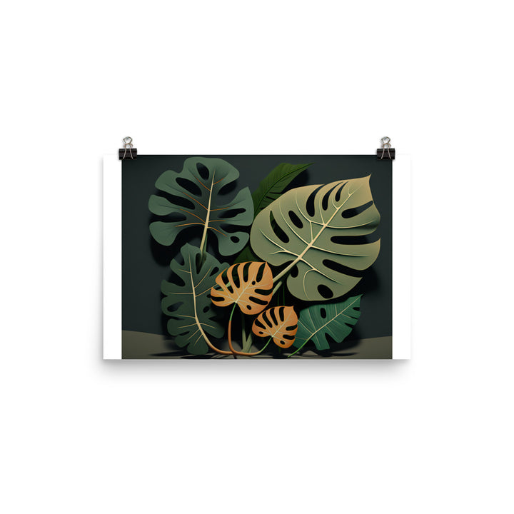 Monstera leaves in vibrant colors photo paper poster - Posterfy.AI