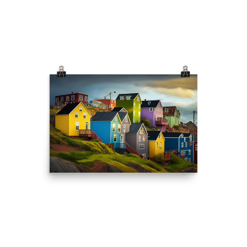 Colorful houses photo paper poster - Posterfy.AI