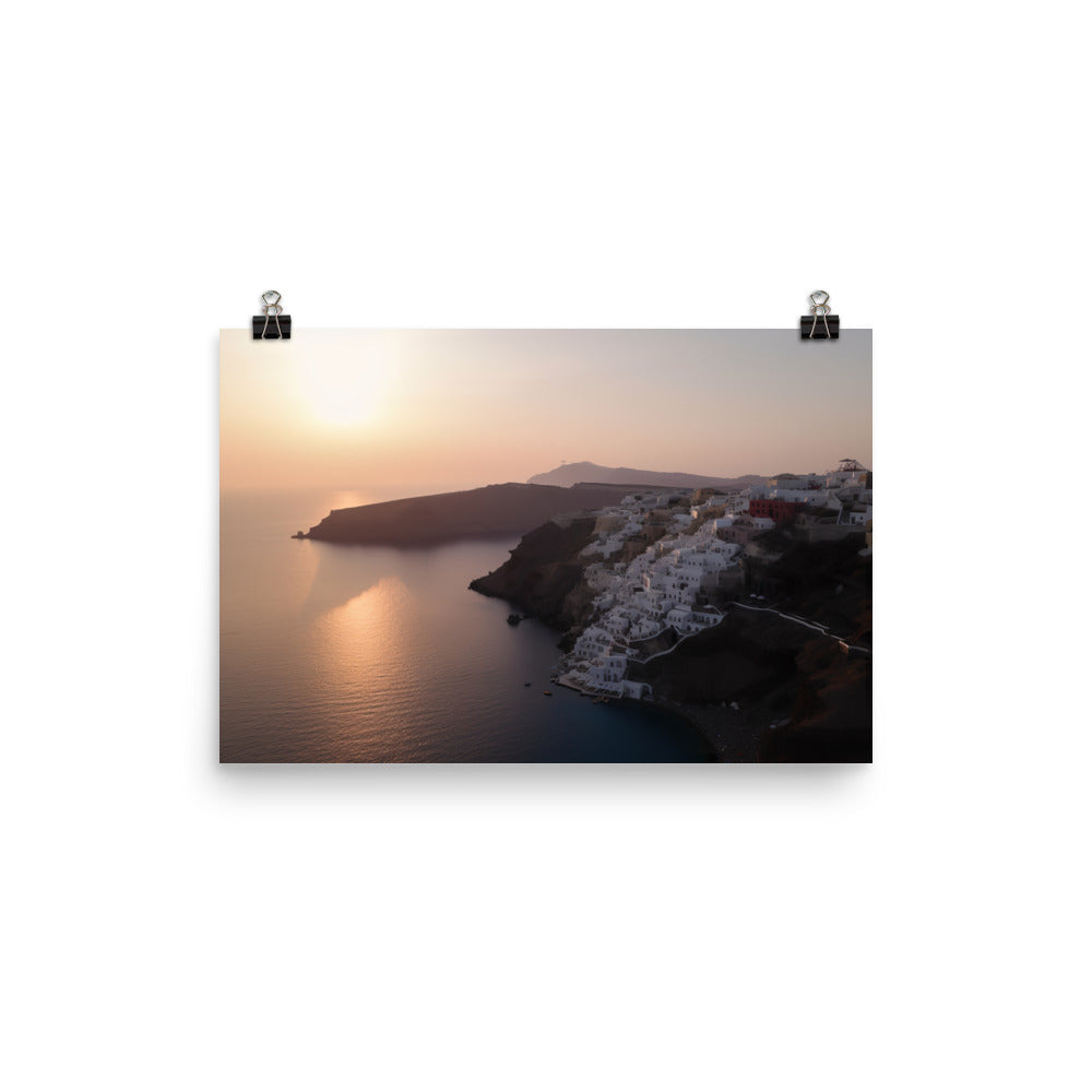 Sunset Over Santorini photo paper poster - Posterfy.AI