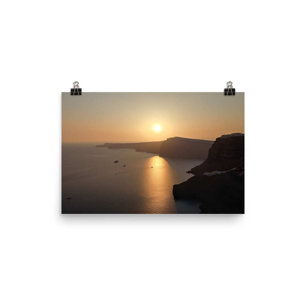 Sunset Over Santorini photo paper poster - Posterfy.AI