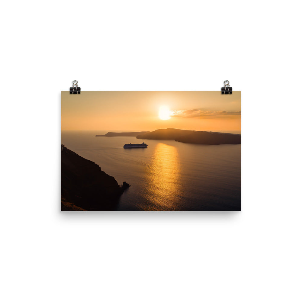 Sunset Over Santorini photo paper poster - Posterfy.AI