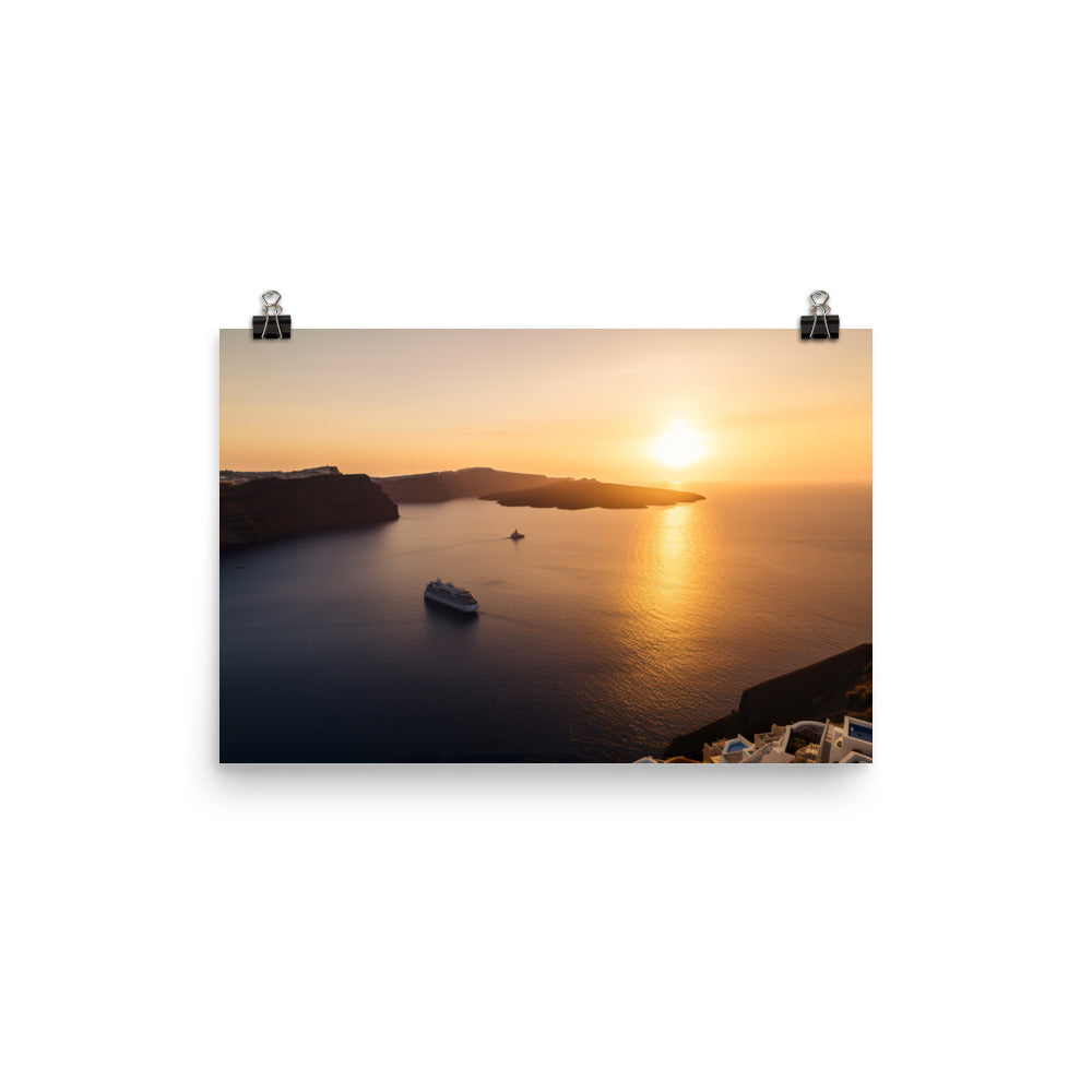 Sunset Over Santorini photo paper poster - Posterfy.AI