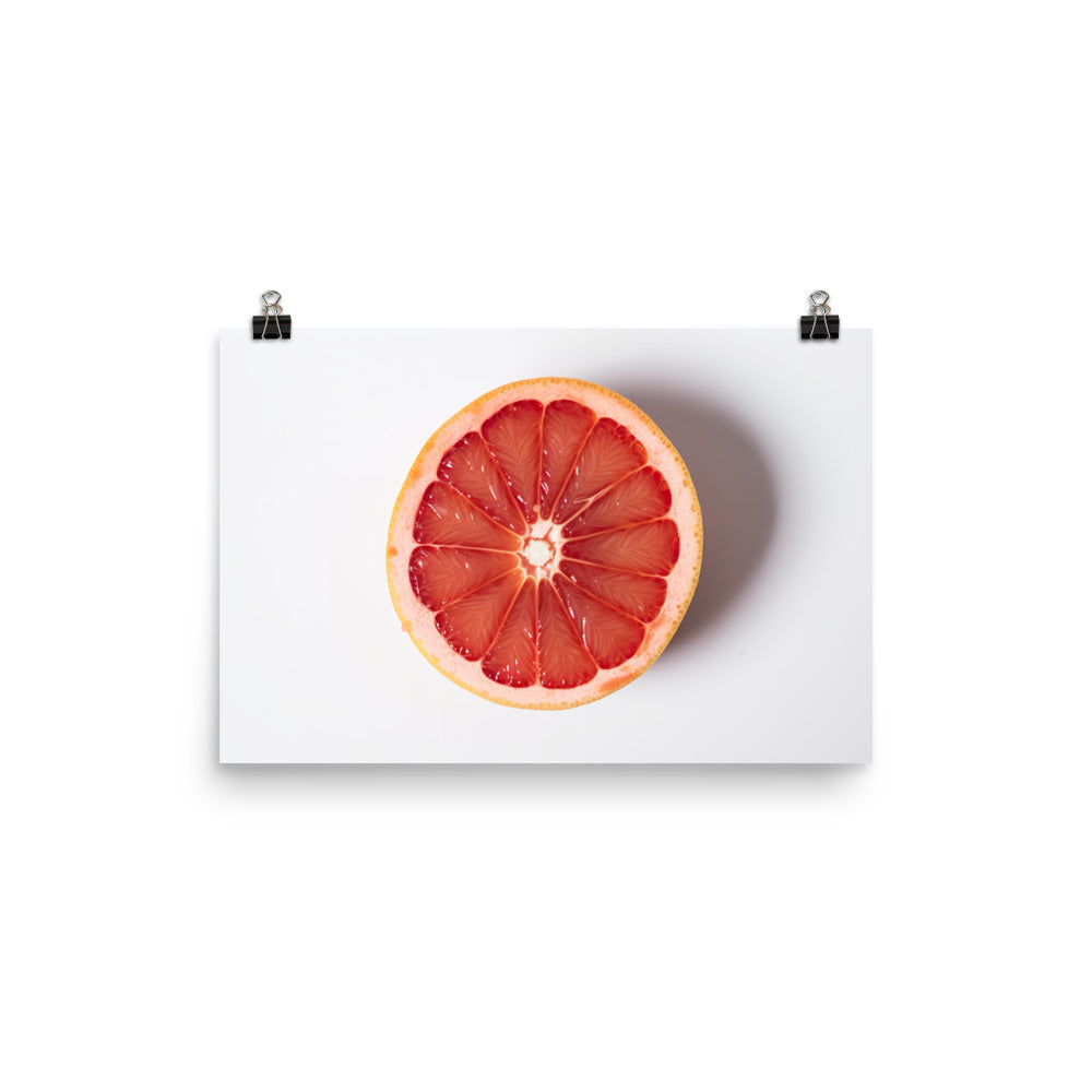 Sliced Grapefruit on a White Background photo paper poster - Posterfy.AI