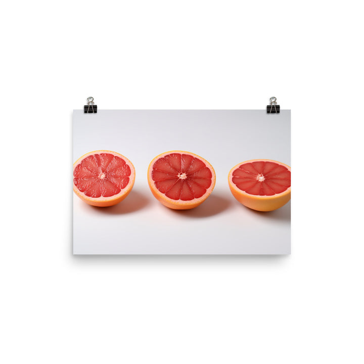 Sliced Grapefruit on a White Background photo paper poster - Posterfy.AI