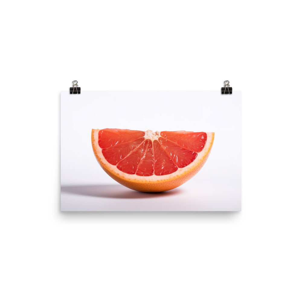 Sliced Grapefruit on a White Background photo paper poster - Posterfy.AI