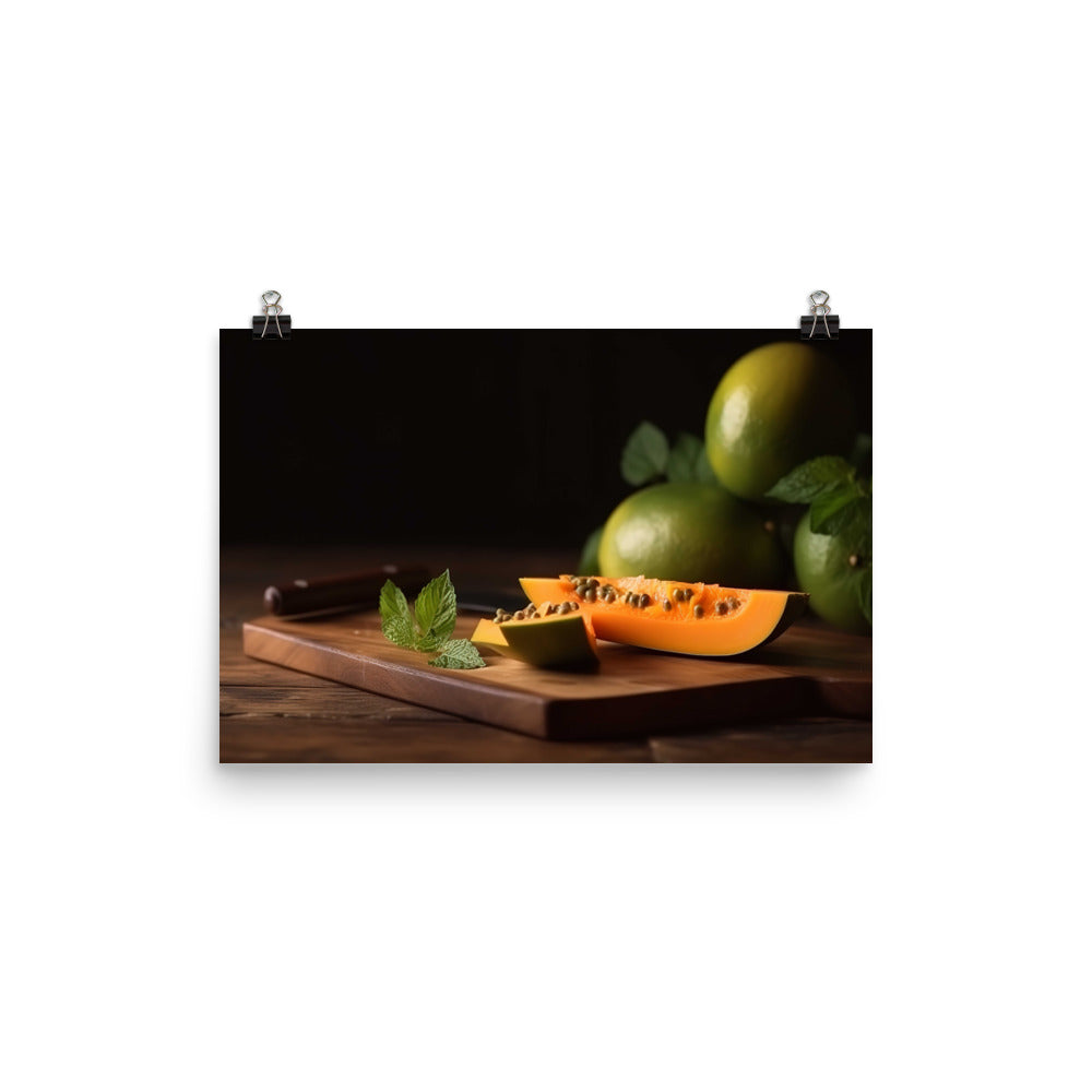 Sliced Papaya with Lime photo paper poster - Posterfy.AI