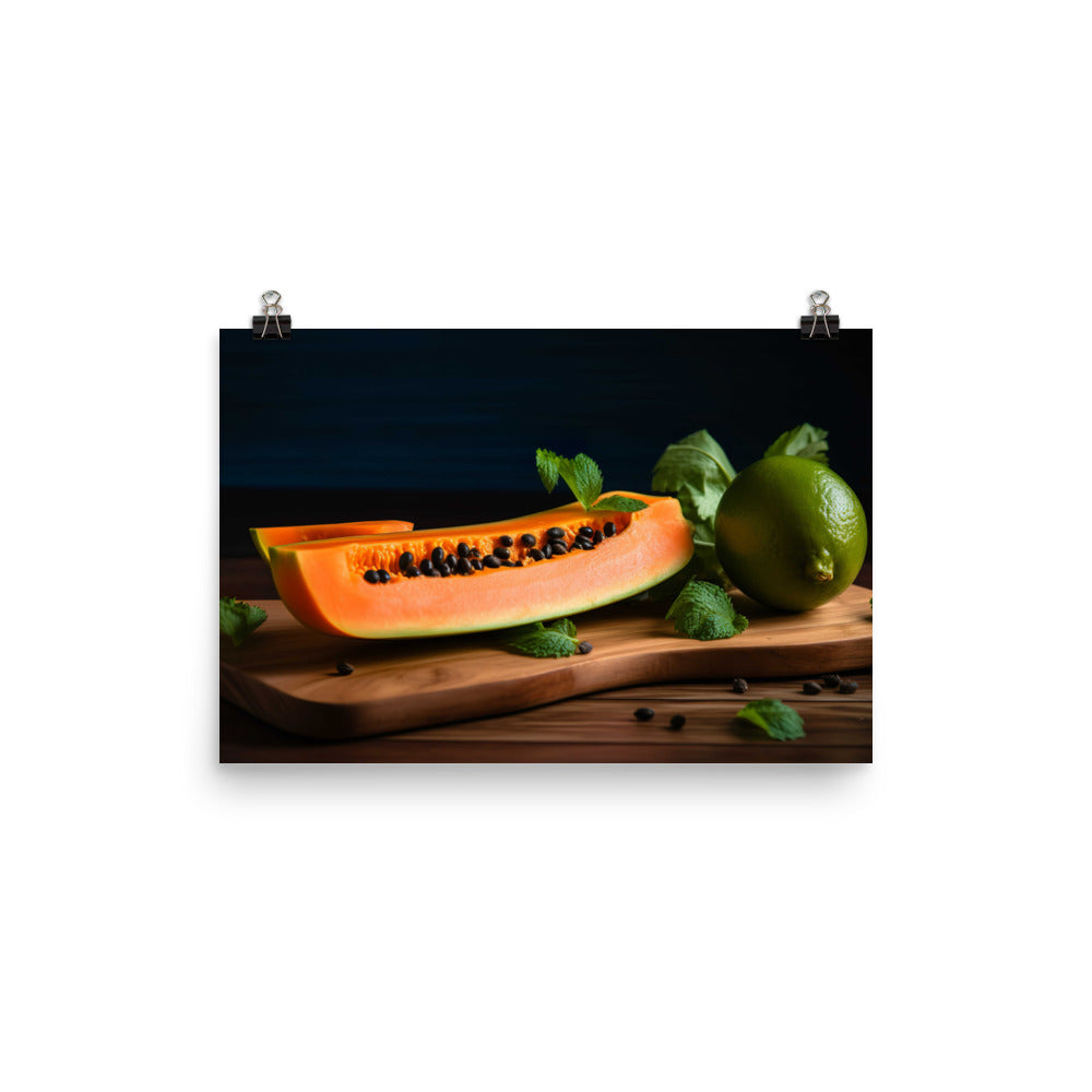 Sliced Papaya with Lime photo paper poster - Posterfy.AI