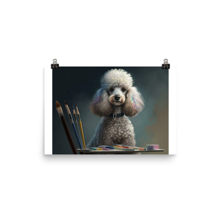 Poodle in painting lesson photo paper poster - Posterfy.AI