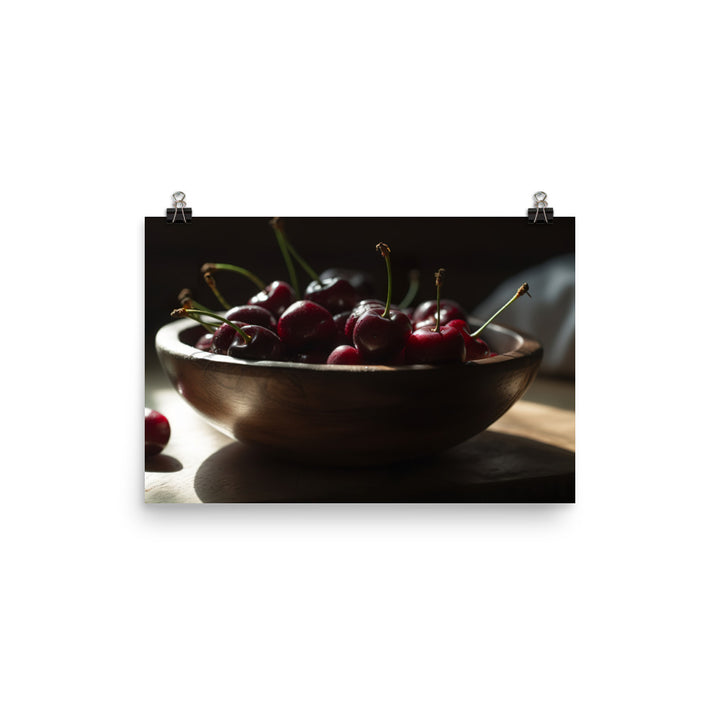 Juicy and Fresh Cherries photo paper poster - Posterfy.AI