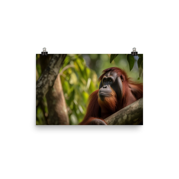 Majestic Orangutan Sitting in the Trees photo paper poster - Posterfy.AI