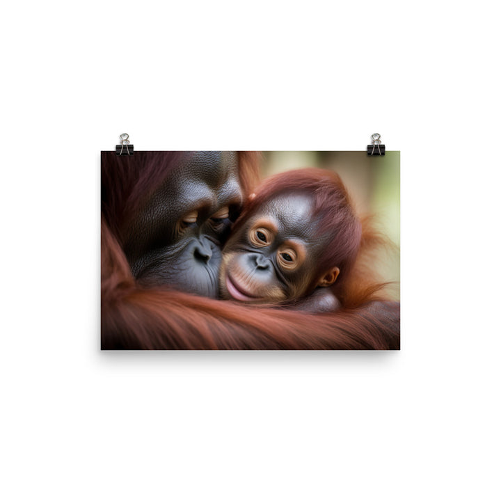 Gentle Orangutan Mother and Baby photo paper poster - Posterfy.AI