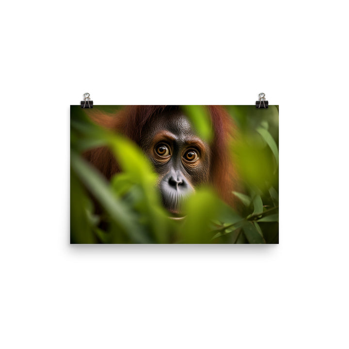 Adorable Orangutan Curiously Peeking photo paper poster - Posterfy.AI