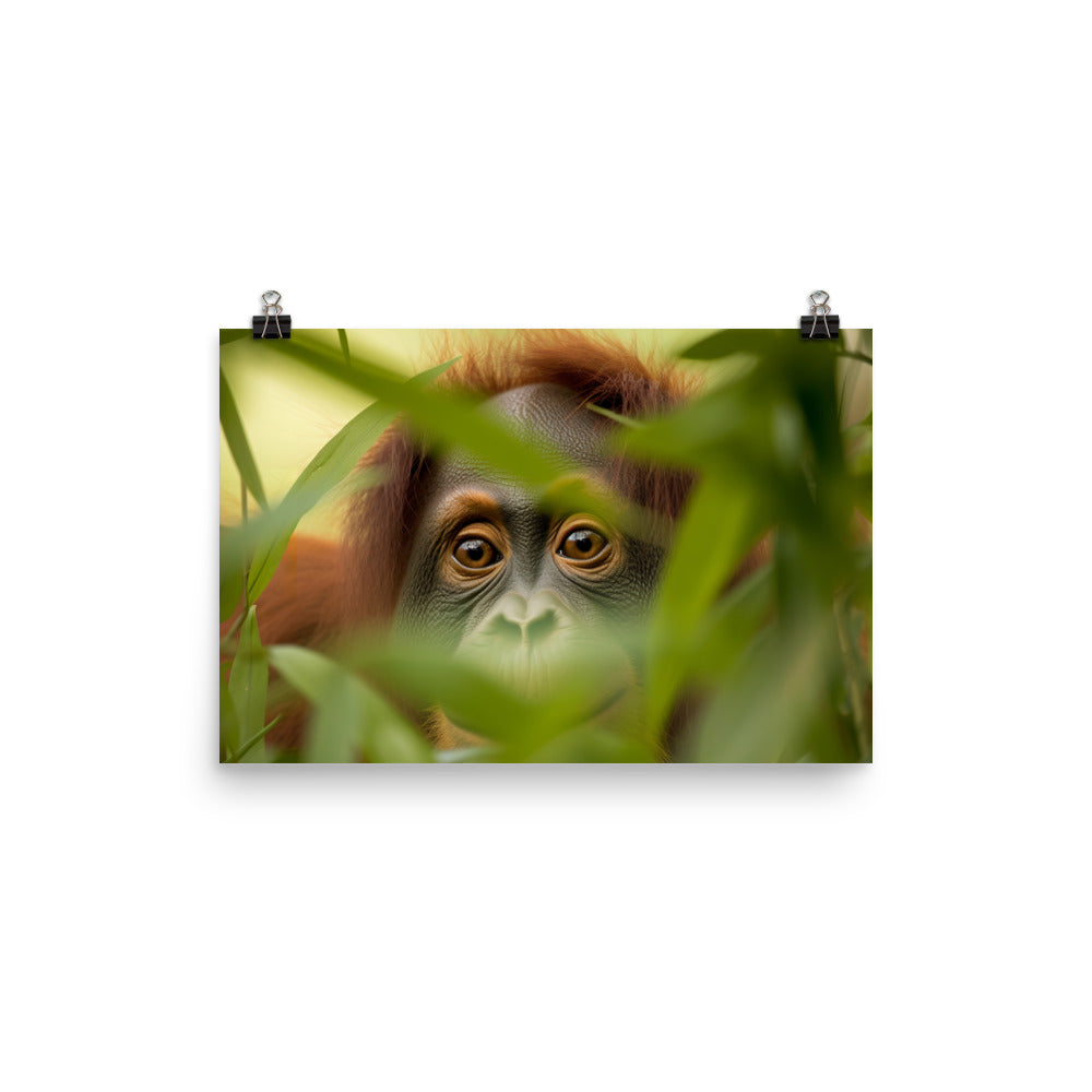 Adorable Orangutan Curiously Peeking photo paper poster - Posterfy.AI