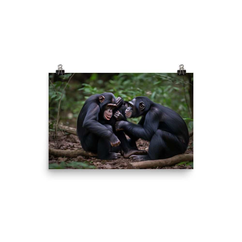 Chimpanzee Family Time photo paper poster - Posterfy.AI