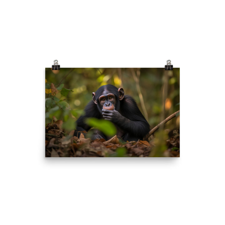 Cheeky Chimpanzee in the Wild photo paper poster - Posterfy.AI