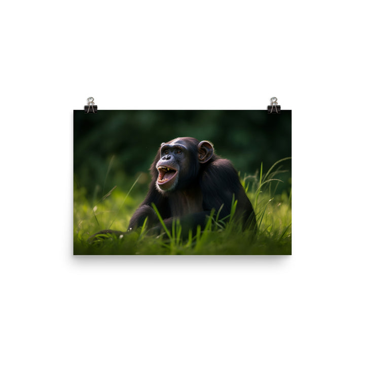 Cheeky Chimpanzee in the Wild photo paper poster - Posterfy.AI