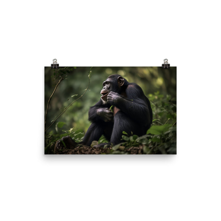 Cheeky Chimpanzee in the Wild photo paper poster - Posterfy.AI