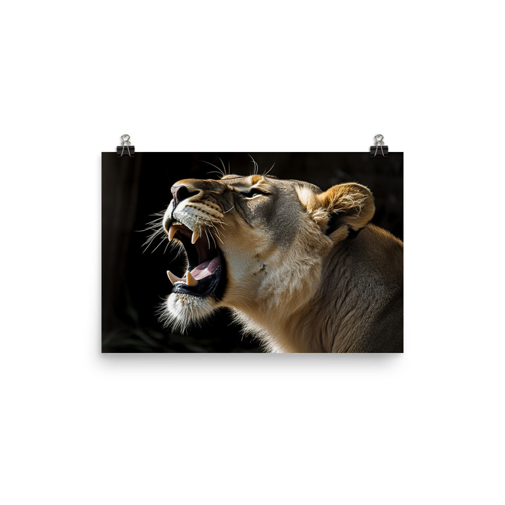 The lions powerful roar photo paper poster - Posterfy.AI