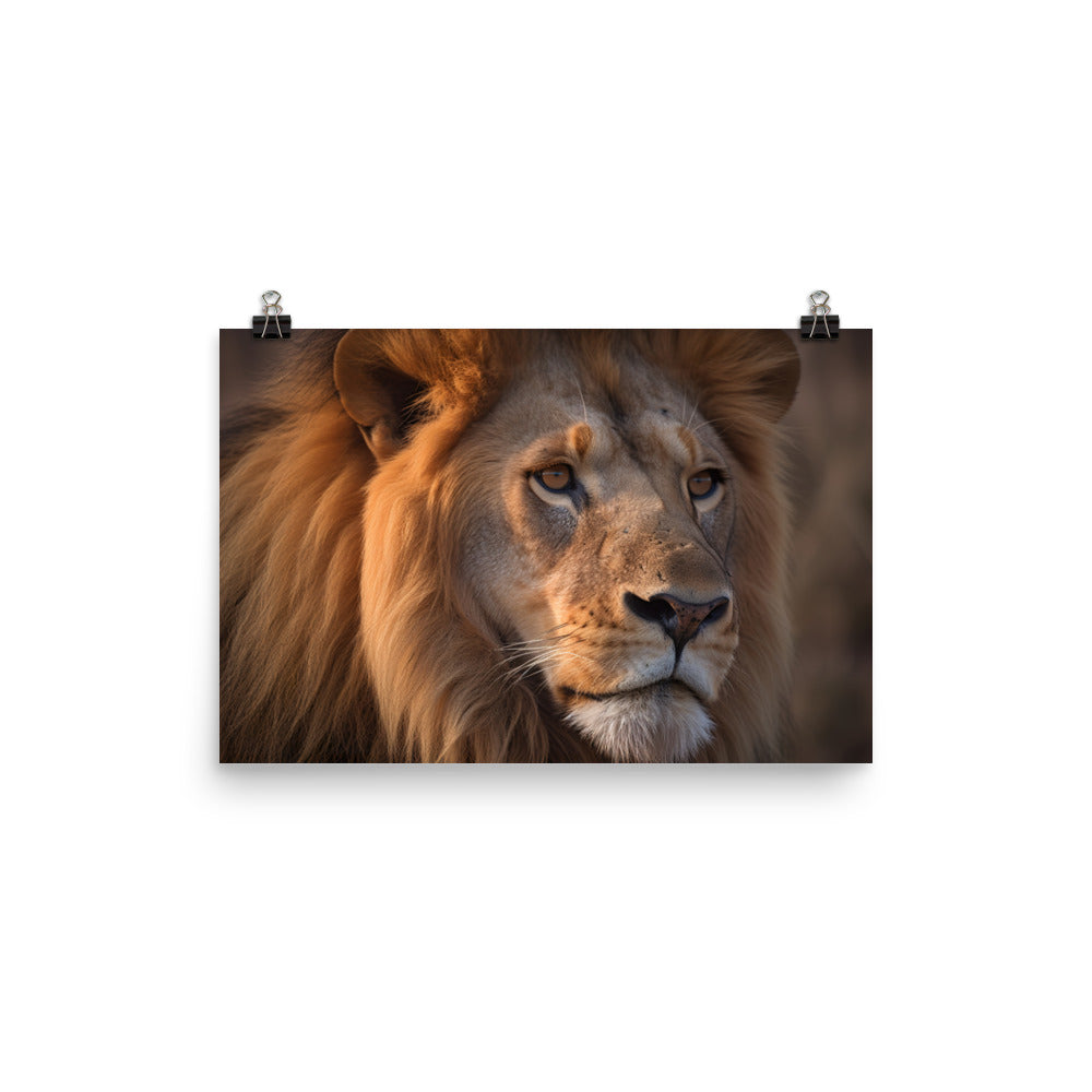 The lions flowing mane photo paper poster - Posterfy.AI