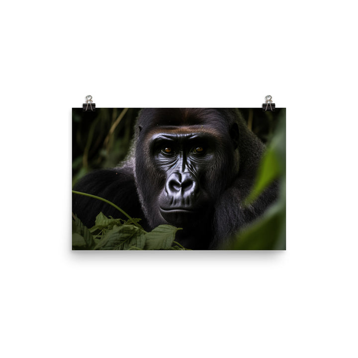 Inquisitive Gorilla in the Wild photo paper poster - Posterfy.AI