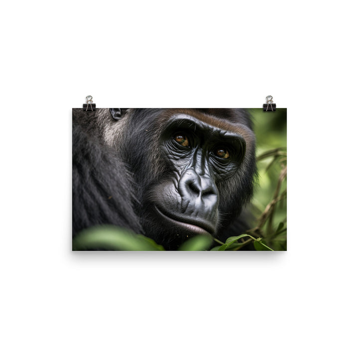 Inquisitive Gorilla in the Wild photo paper poster - Posterfy.AI