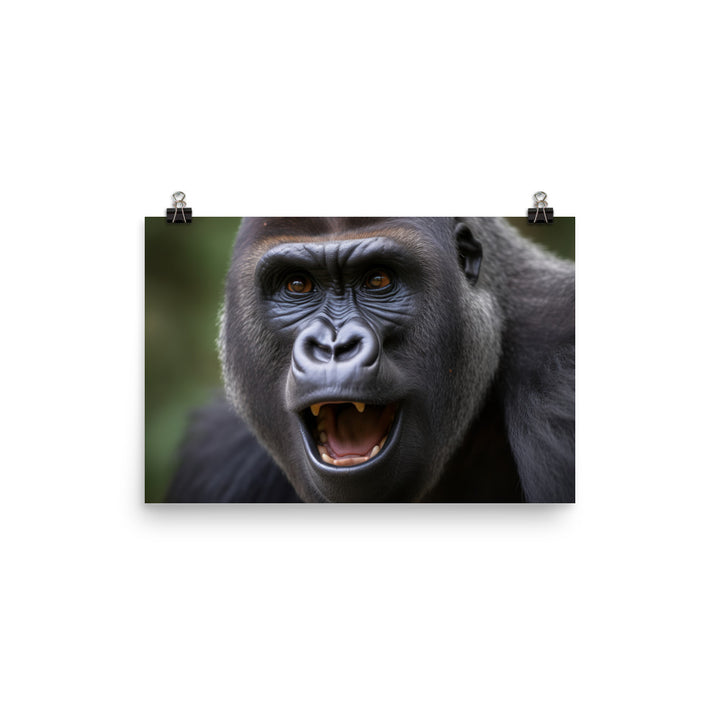 Close-Up of a Playful Gorilla photo paper poster - Posterfy.AI