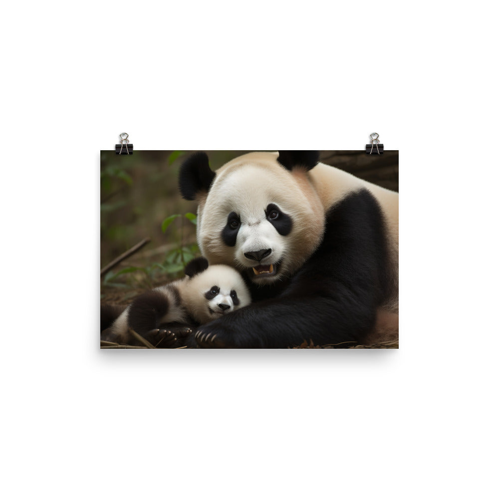 Sweet Panda Family Bonding Time photo paper poster - Posterfy.AI