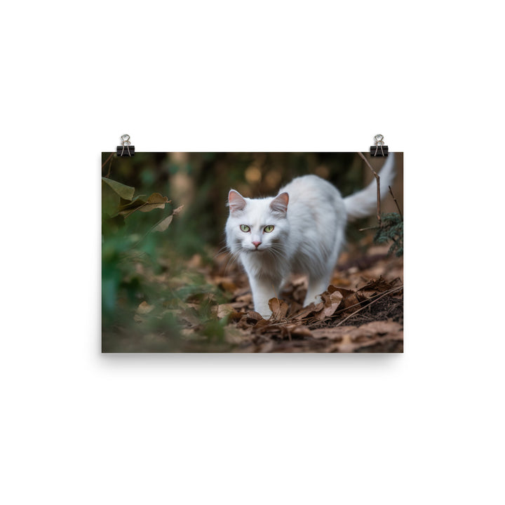 Curious Turkish Angora exploring its surroundings photo paper poster - Posterfy.AI