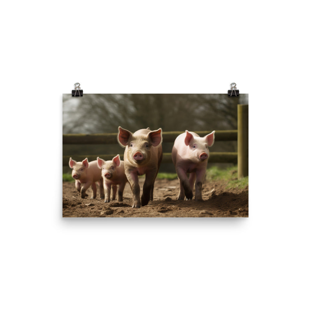 Berkshire Pig Family photo paper poster - Posterfy.AI