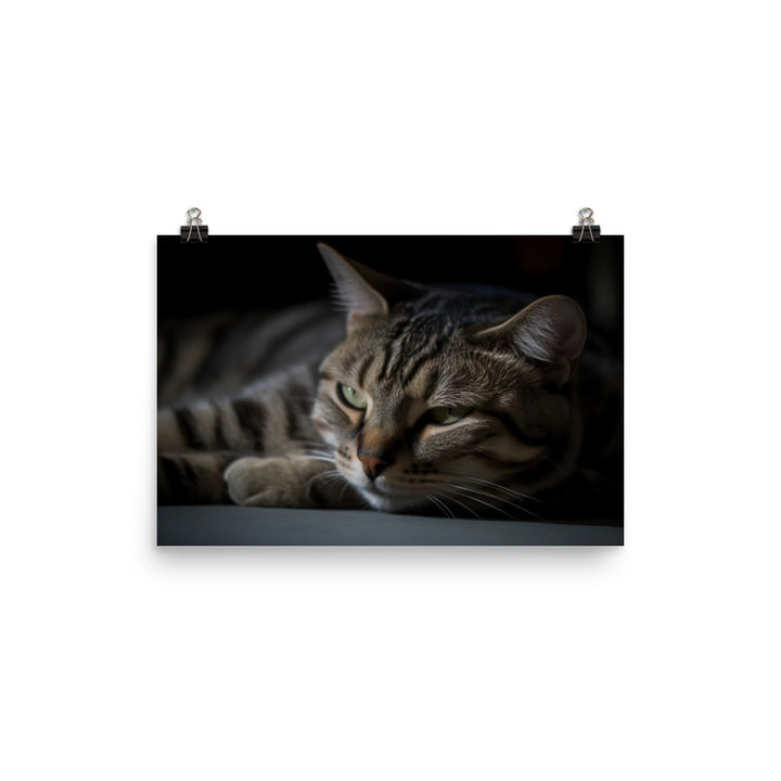 Cuddly American Shorthair enjoying lap time photo paper poster - Posterfy.AI