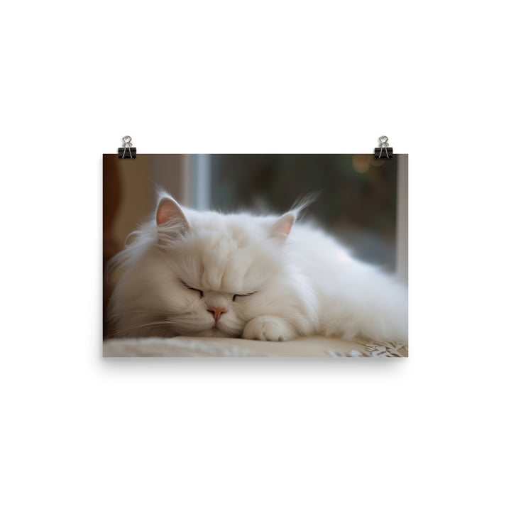 Sleeping Persian Purrfectly photo paper poster - Posterfy.AI