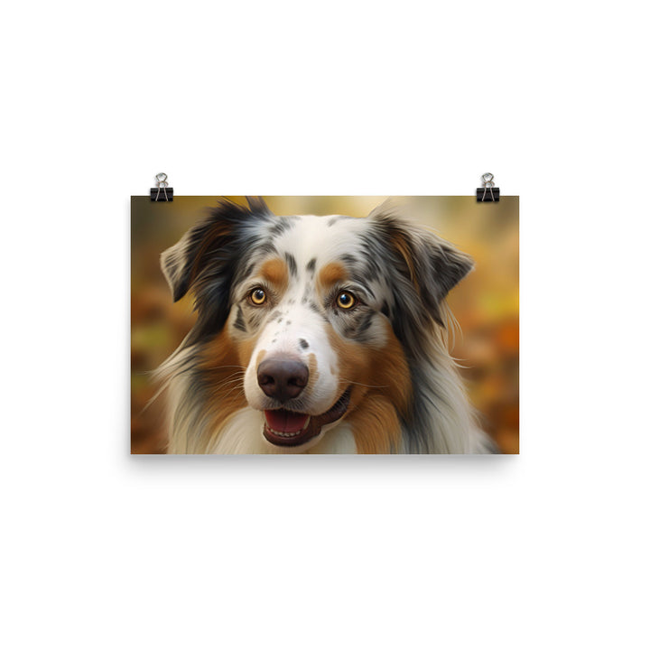 A photorealistic portrait of your Australian Shepherd photo paper poster - Posterfy.AI